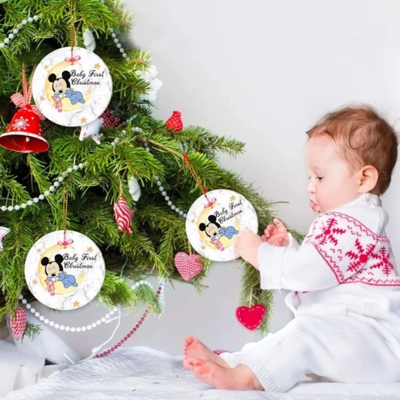 3 Pieces Baby's First Christmas Ornaments, Mickey Mouse Baby Xmas Tree Ornaments - Picture 9 of 11